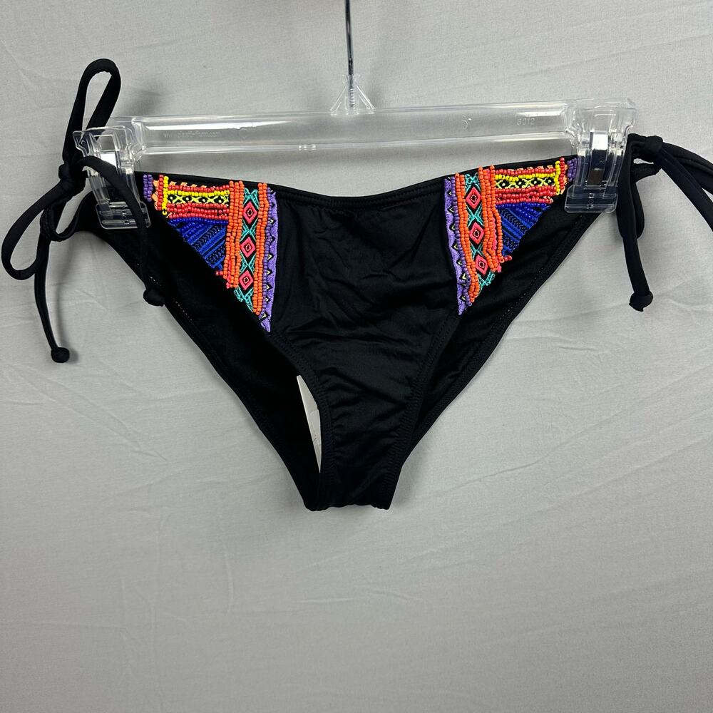 Billabong Zanzibar Tropical Side Tie Bikini Bottom Large Slim Coverage Beads